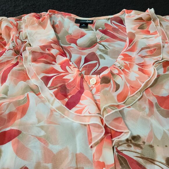 East 5th Womens Button Up Blouse Multicolor Size M Polyester Chiffon Collar - Picture 10 of 12